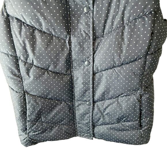 Gap Vest Womens Medium Blue & White Polka Dot Puffer Quilted Full Zip Snaps - Picture 3 of 7